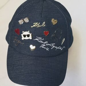 Karl Lagerfeld Denim Cap with Pins‎